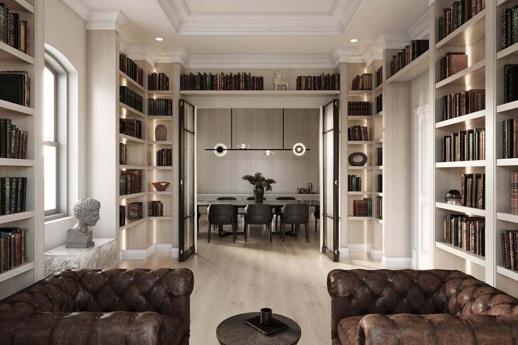 Library lounge to dining room