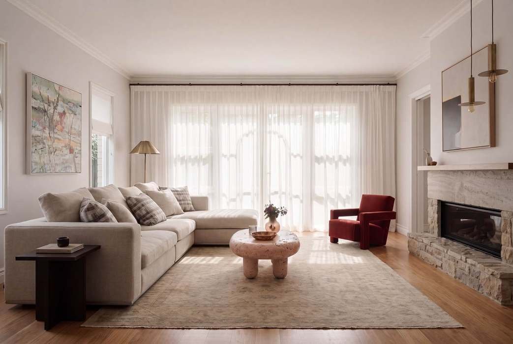 Living room with red armchair